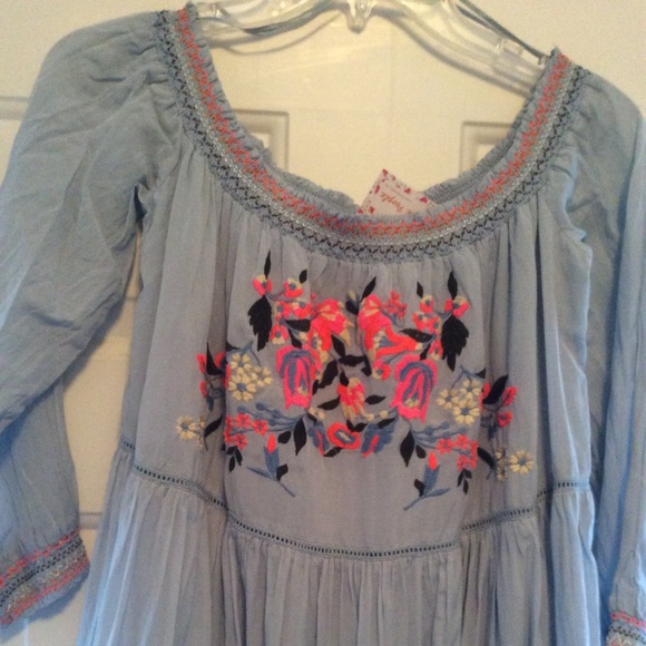 HP ⭐️FREE PEOPLE Sunbeams Mini Dress S NWT Blue - Picture 4 of 9